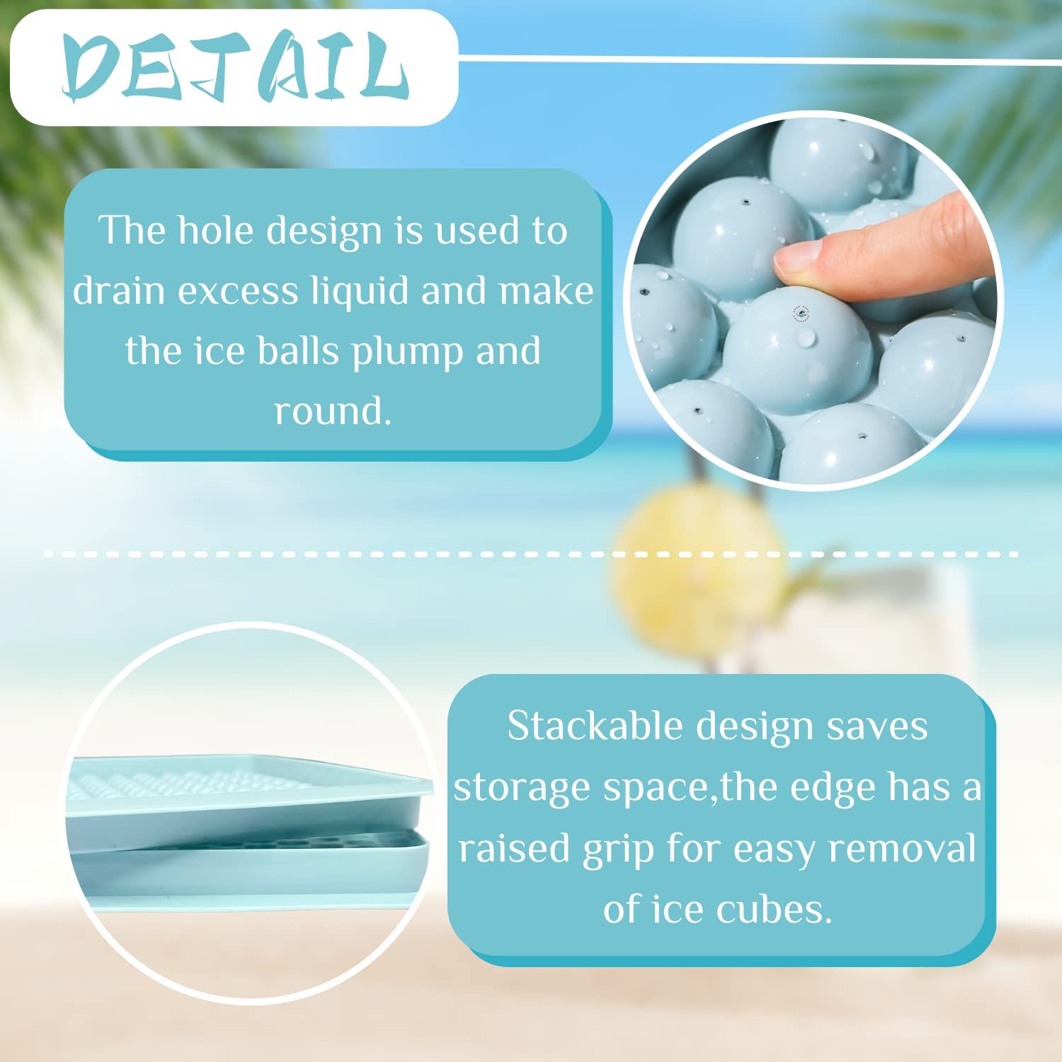 Round Ice Cube Tray with Lid-1 Pcs 104-Holes Mini Round Ice Ball Mold,Plastic Ice Cube Tray Shapes of Round,Easy Release Mini Ice β image 4