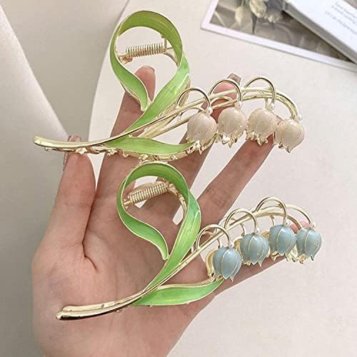 Pink Lily of the Valley Flower Hair Clips, Large Metal Clip, Orchid Clips, Lily of the Valley Jaw Clip Styling Accessories for T โ image 2
