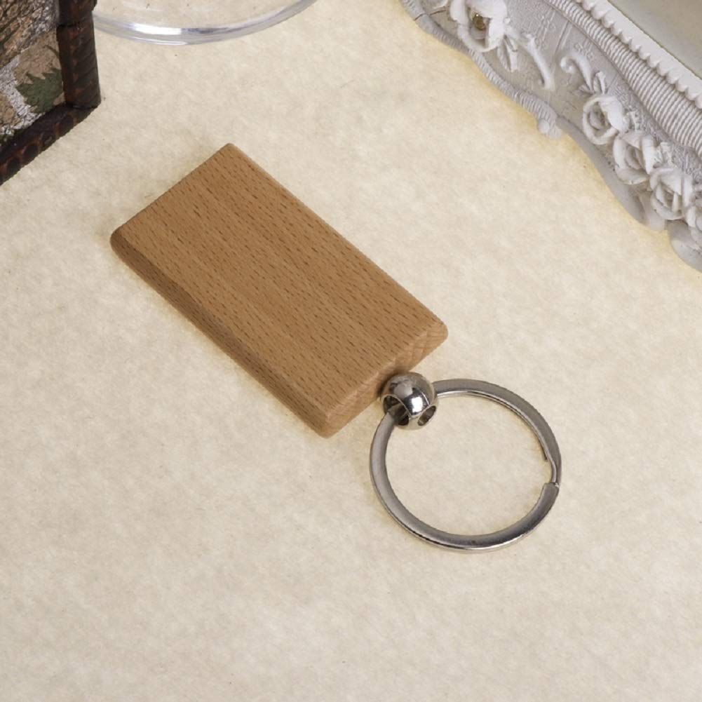 Pack Of 10 Blank Wooden Key Chain Personalized Wood Keychain Key Ring Key Tags DIY Keychain Supplies for Craft (rectangle) — image 3