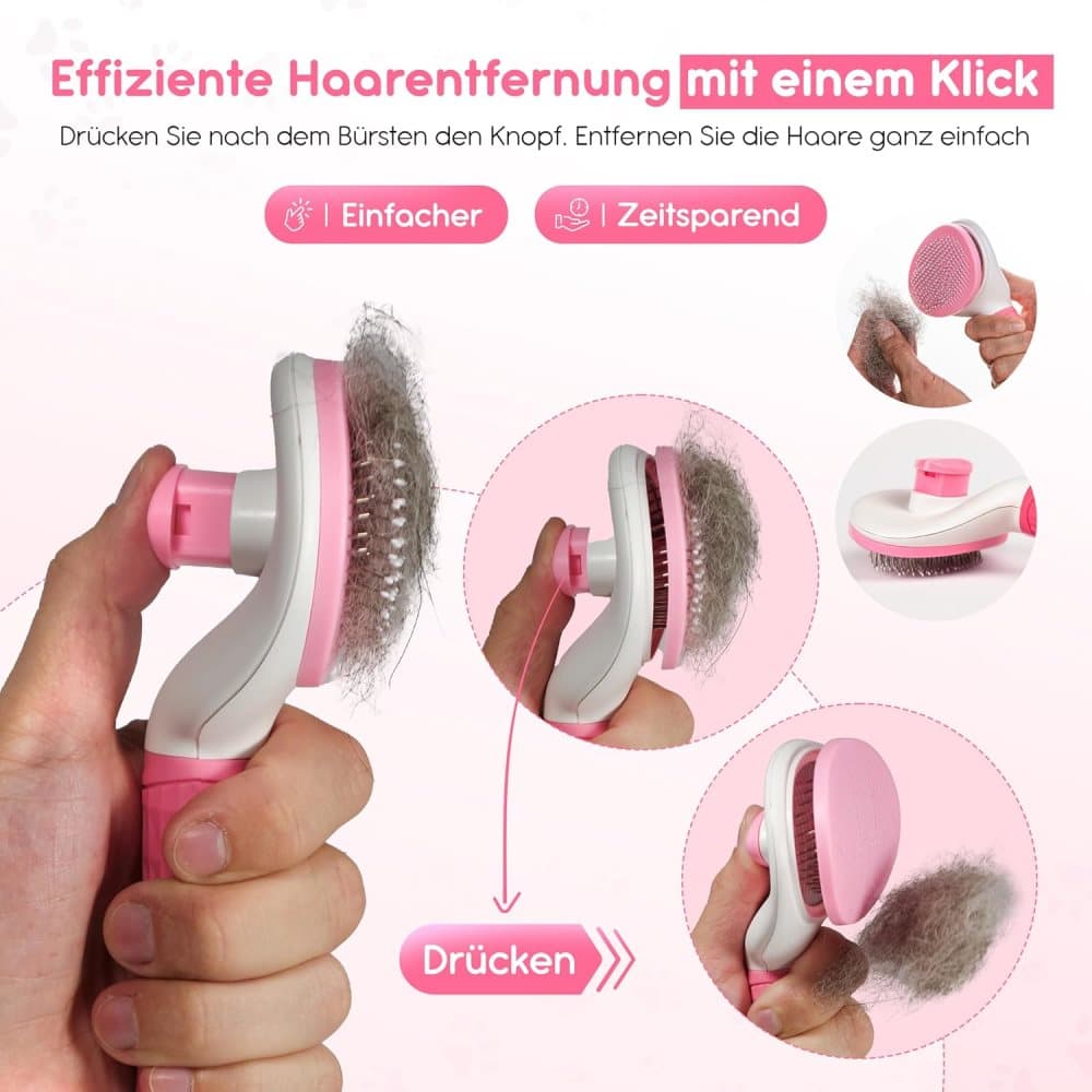 Dog brush and fur brush for dogs and cats, Pink — image 4