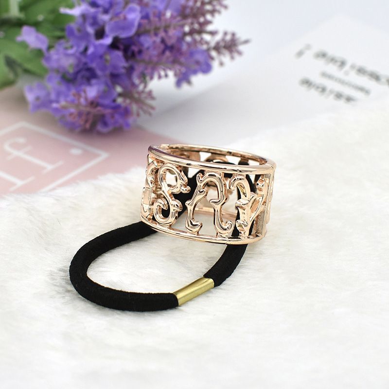 4PCS Fashion Zinc Alloy Ponytail Cuff Elastic Hair Tie Ponytail Holder Punk Gothic Hair Cuff Hair Rope Hair Clips Hair Band — image 5