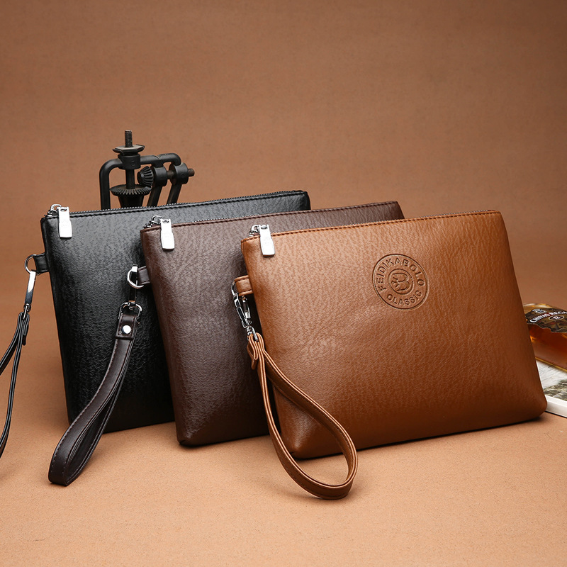 Coffee Classic Men's PU Leather Clutch Bag - Slim Business Wristlet & Travel Pouch — image 2