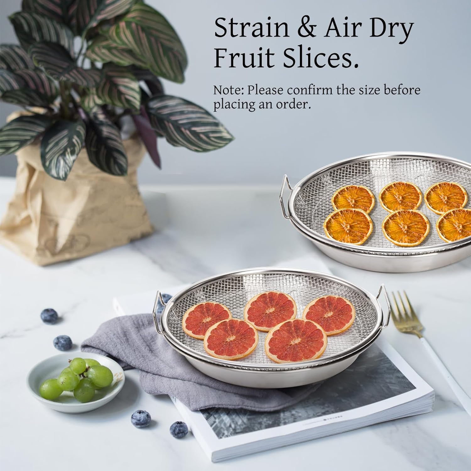 10.3" Kitchen Oil Filter Tray, Stainless Steel Air Fryer Mesh Pan, Draining Basket Accessories for Fried Food, Cooking Net Strainer Colander Barbecue Grill — image 6