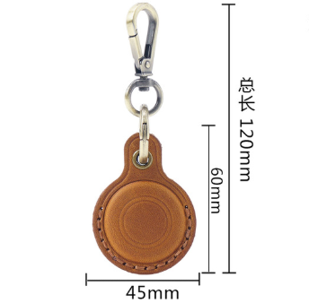 Blue Genuine Crazy Horse Leather Case for Apple AirTag Protective Tracker Holder Keychain with Metal Clip Anti-Lost Fob for Keys Pets Luggage — image 2