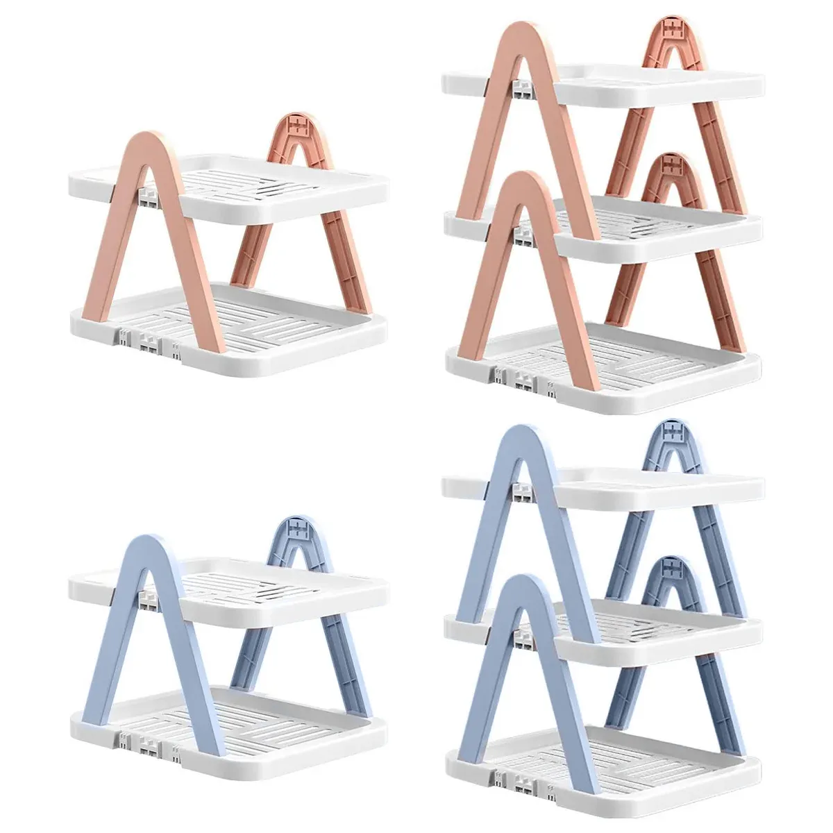2/3 Tier Removable Shoe Rack Folding Storage Shelf Simple Space Saving Organizer - 3Tier-Pink — image 3
