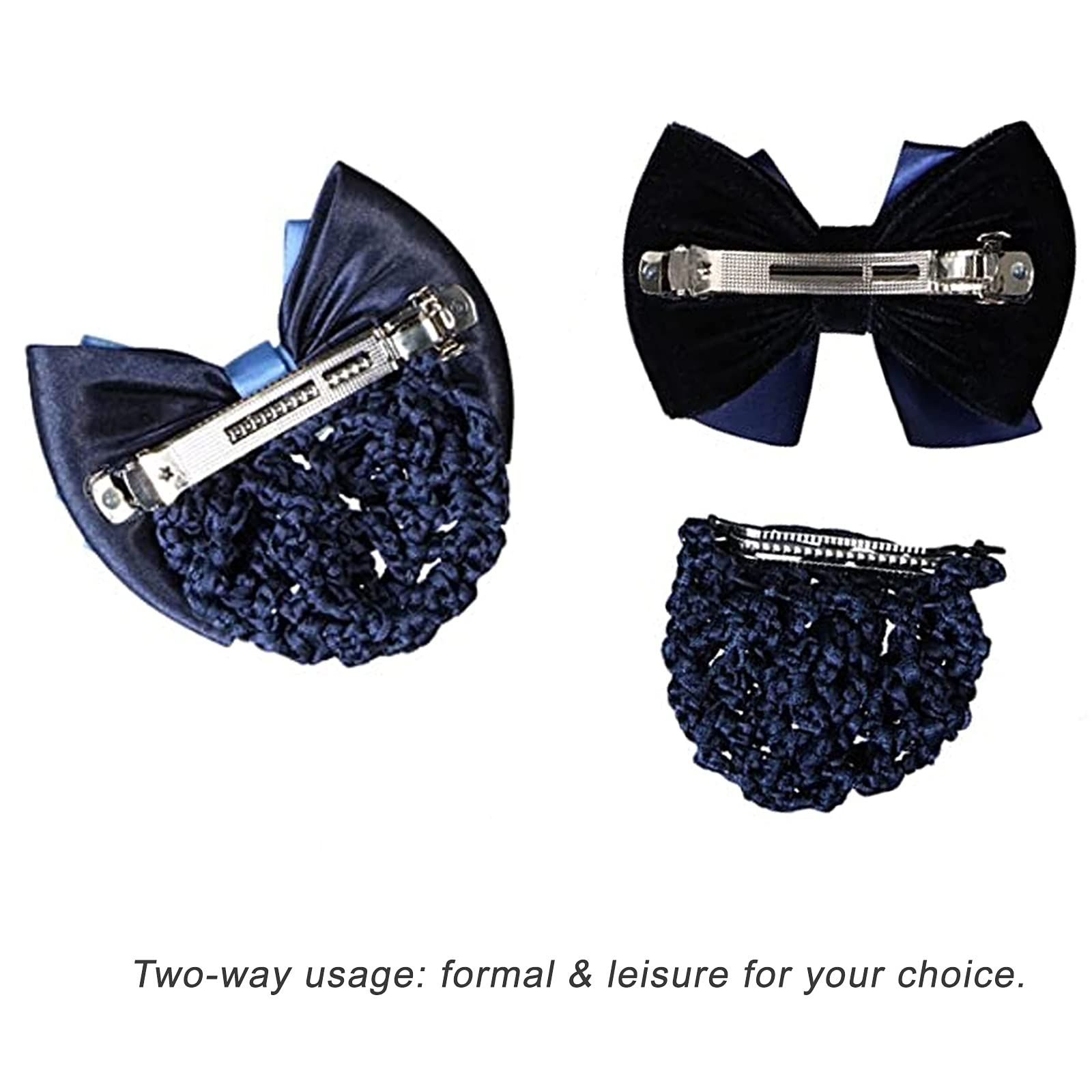 4pcs Women Hair Clip With Butterfly Hair Bun Cover Barrettes Net Hairnet Lace Bow Bow-knot Decor Hair (Blue+Red+Black+Brown) โ image 3