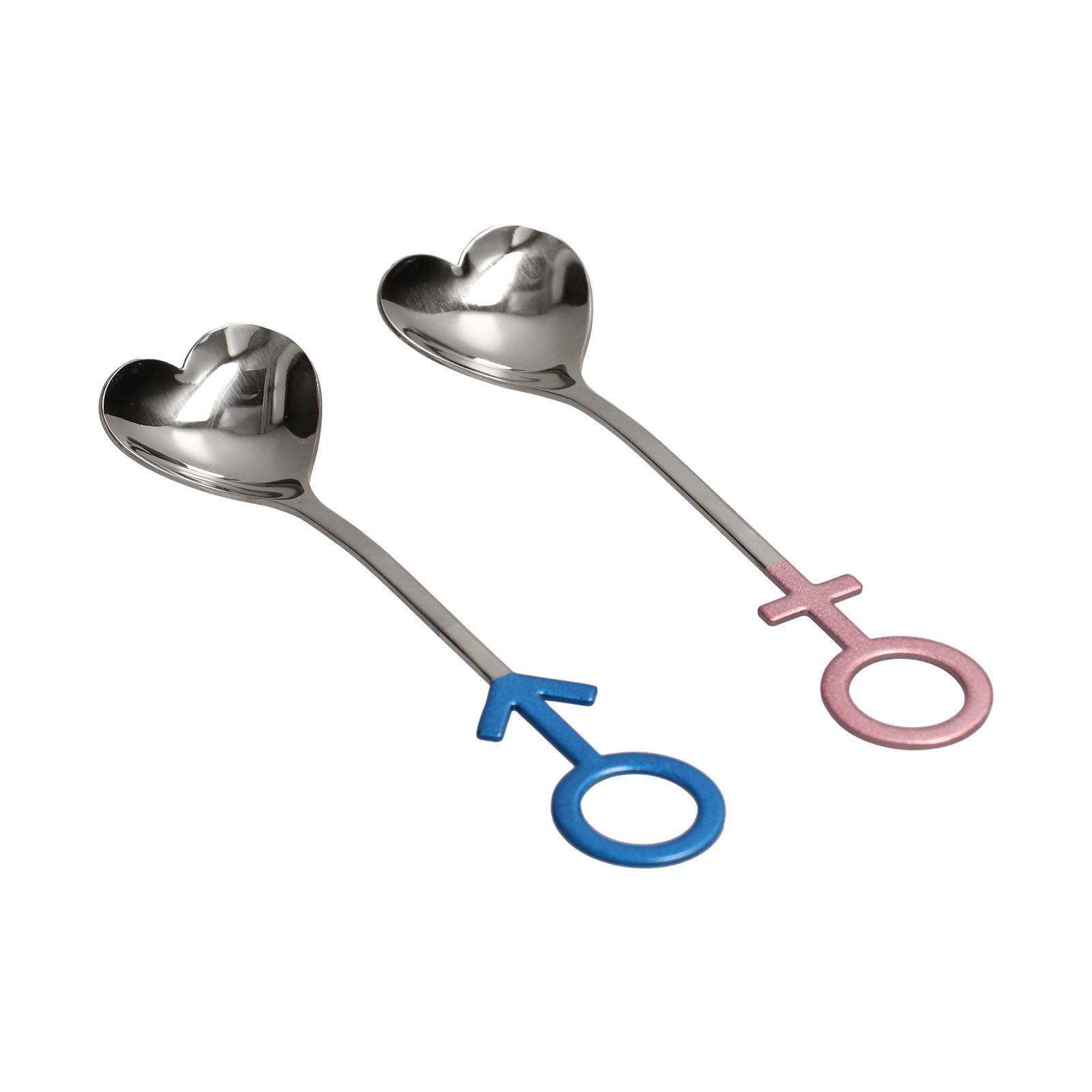 Innovative Heart Shaped Couple Spoon 304 Stainless Steel Spoon for Kitchen Home RestaurantBlue Pink Silver โ image 2