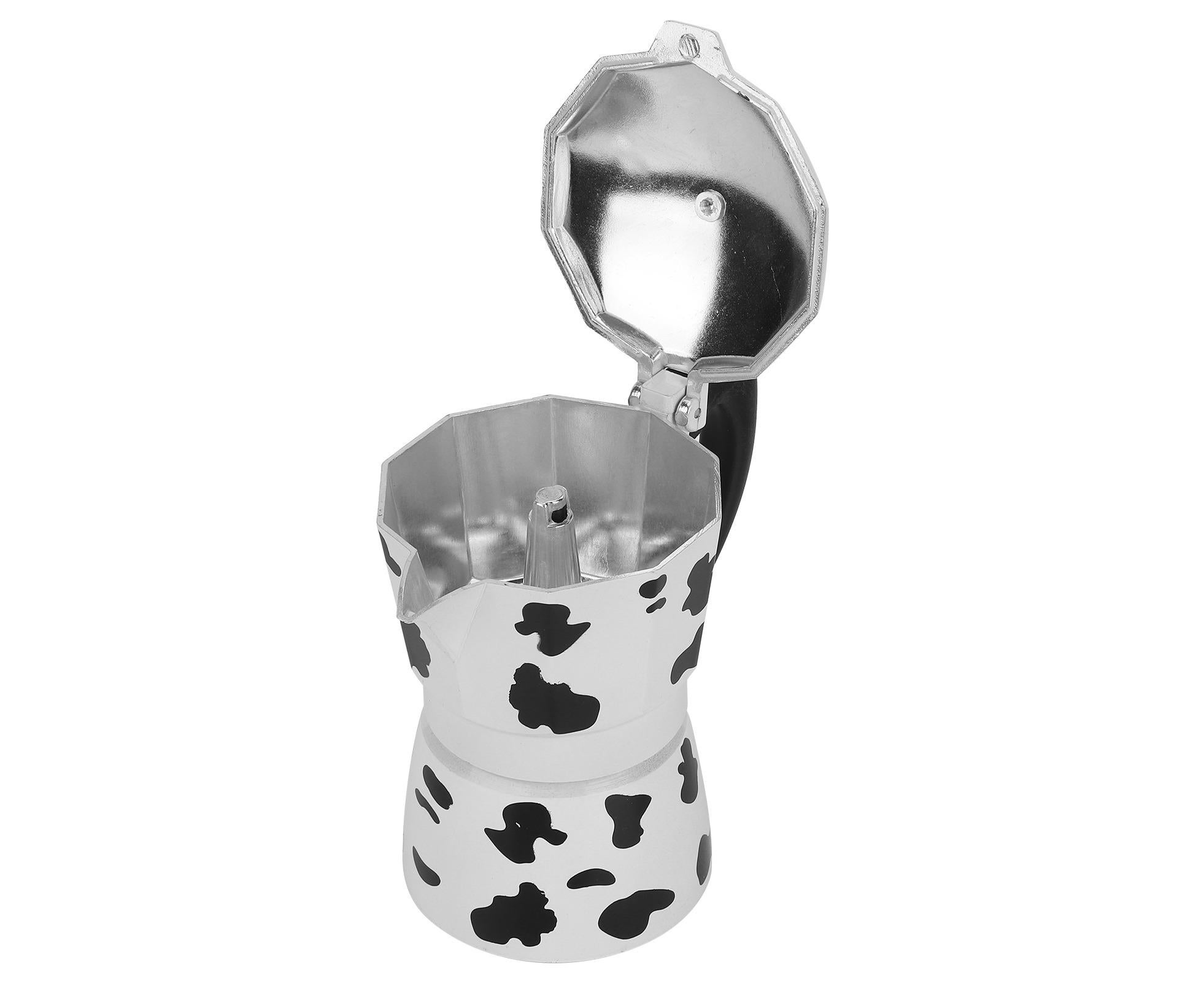 Aluminum Coffee Pot Kettle, Moka Maker for Home Use, Milk Cow Color, 3 Cups, 150ml โ image 4