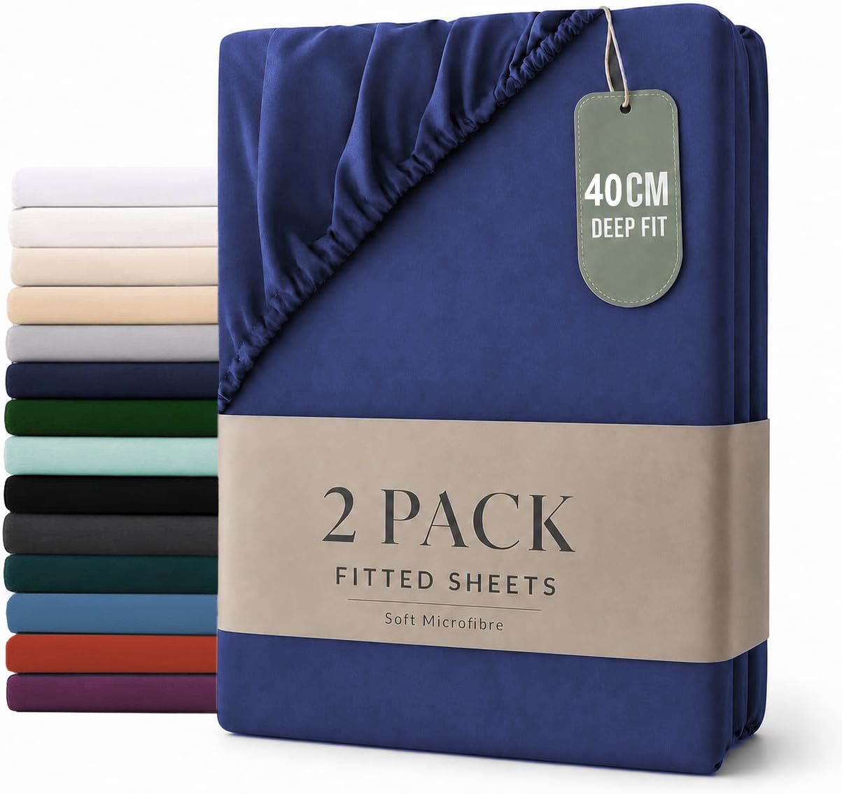 Hotel Quality Fitted sheets - 2 Piece Fitted sheets -Breathable Bedding - Wrinkle, Fade, Stain Resistant- 26inch/40cm Deep Pocket Fitted Bed Sheet-Wrinkle and