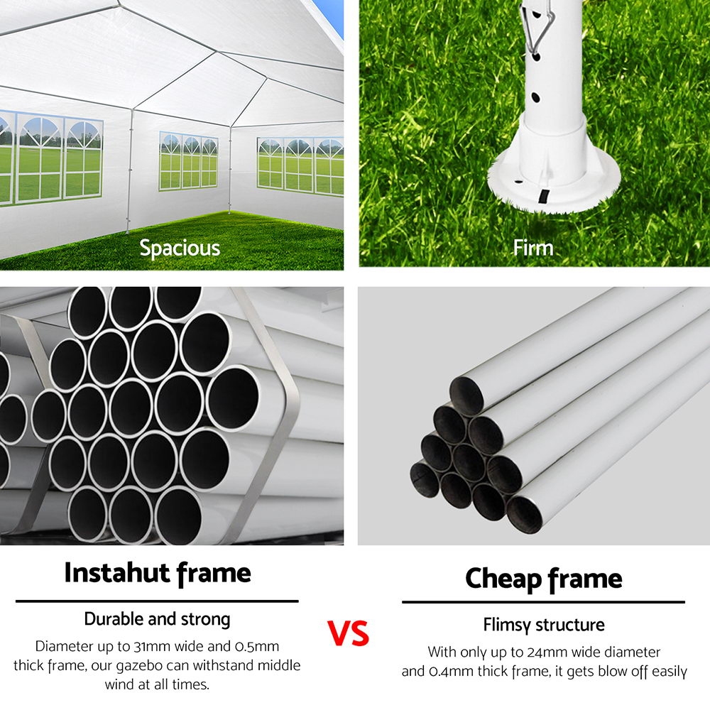 Instahut Gazebo 3x9m Marquee Wedding Party Tent Outdoor Camping Side Wall Canopy 5 Panel White โ image 6