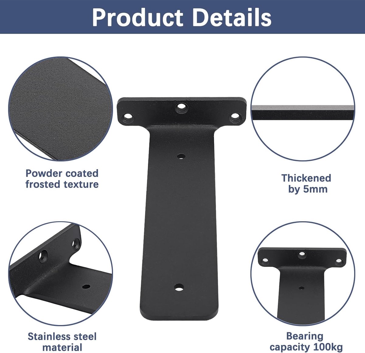 2 pieces - Support frame - Wall bracket - Metal shelf brackets - Floating shelf bracket - Stainless steel bracket - Shelf brackets with thick screws — image 6