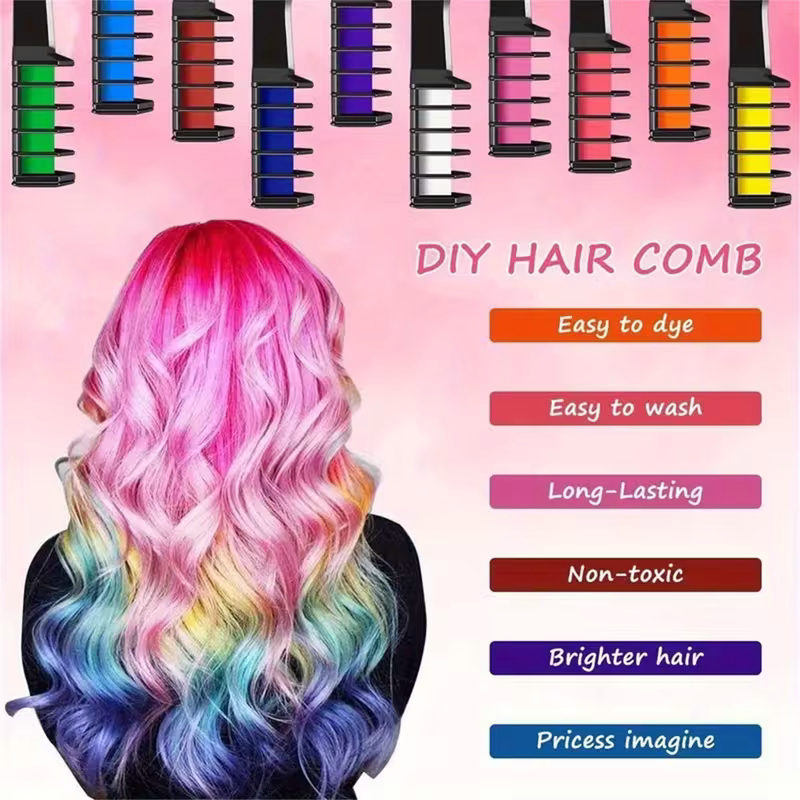 10-color washable temporary hair dye powder set! Safe and non-damaging to hair! Powder comb design! Creative styling products for girls โ image 2