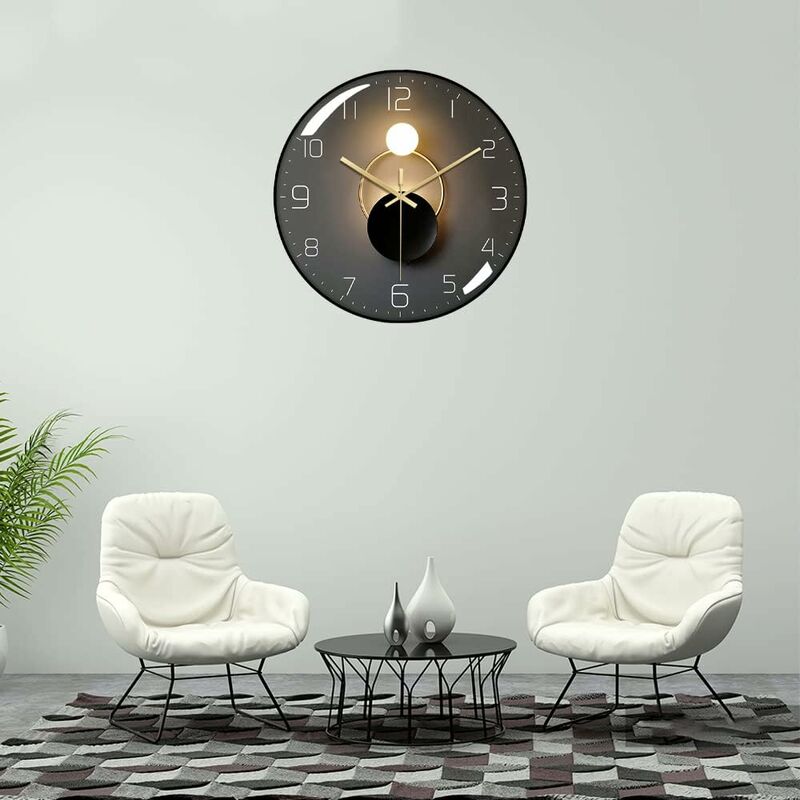 Modern Silent Wall Clock, 30Cm Diameter Wall Clock, ROund Digital Quartz Wall Clock, Suitable For Living ROom, Office — image 3