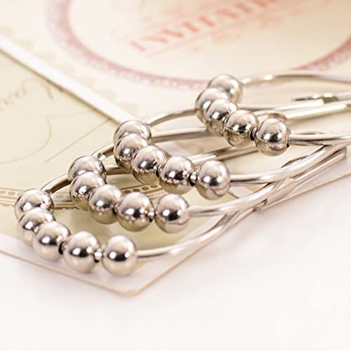 12-Pack Metal Shower Curtain Hooks with Five Beads Bathroom Curtain Hangers Decorative Bathroom Accessories Hanging Shower — image 3