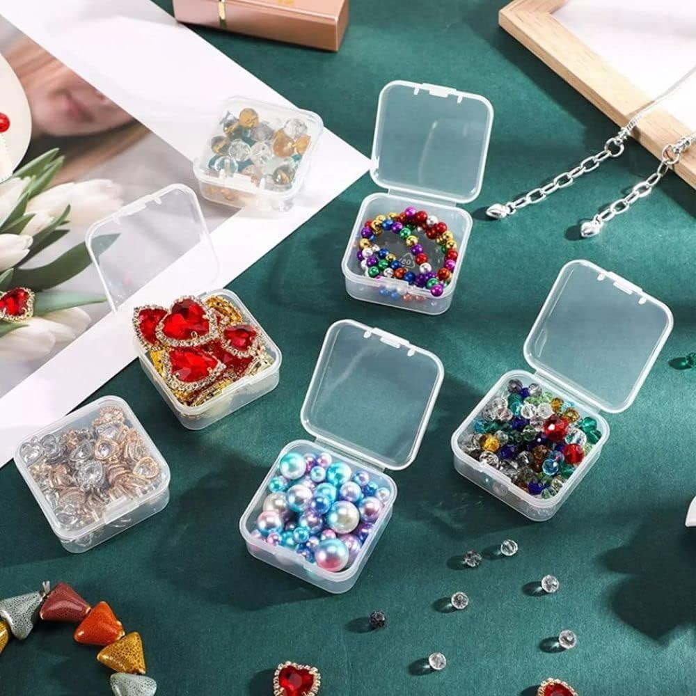5 Pcs Clear Plastic Jewelry Storage Containers, Mini Square Box Empty Case with Lid Jewelry Boxes Jewelry Accessories — image 2