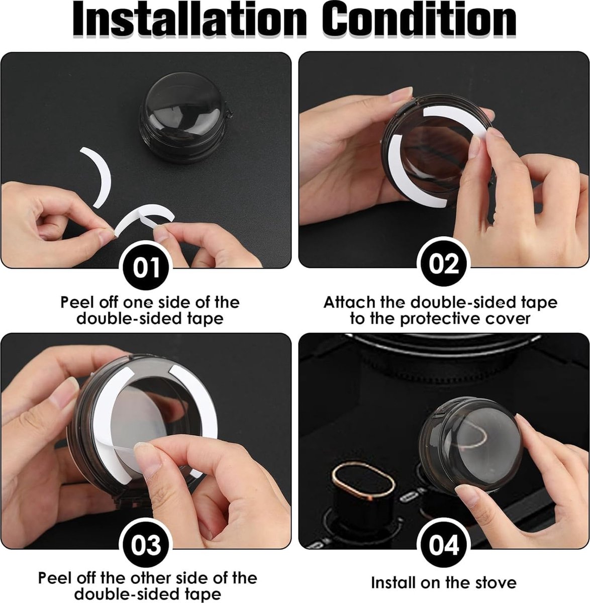 Gas Stove Knob Protective Cover - 8 Pieces - Universal - Plastic Knob Cover - Suitable for Gas Stove, Gas/Electric Stove, Electric Oven, Induction Stove, Gas — image 4