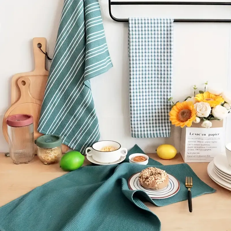 3 - piece Pure Cotton Kitchen Tea Towel Set, 20x Water - Absorbent & Non - Shedding, Eco - Safe & Fade - Resistant, Exquisite, Durable & Multi — image 5
