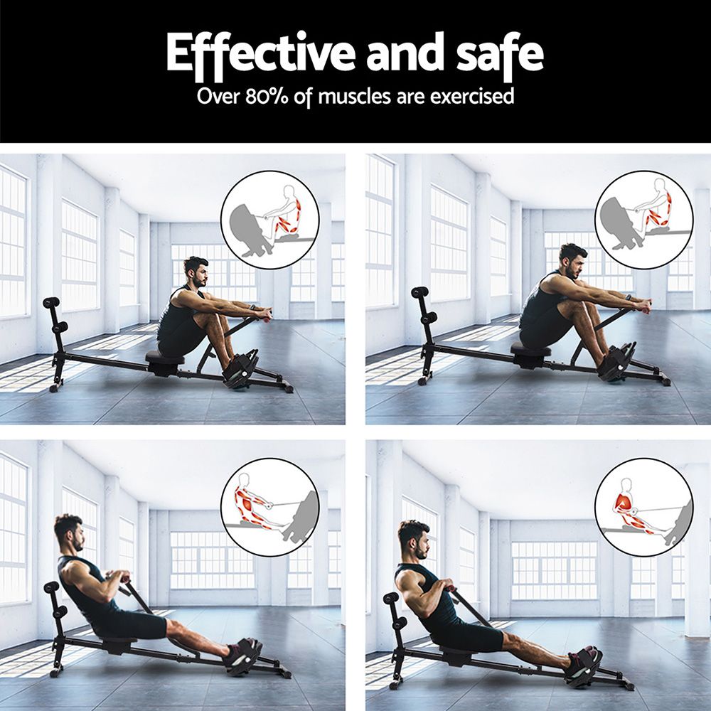 Everfit Hydraulic Rowing Machine Rower 12 Levels Resistance Exercise Fitness Gym Cardio โ image 5