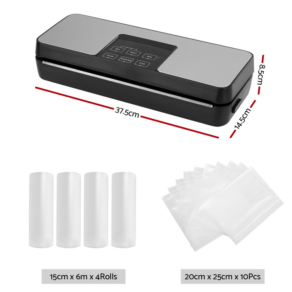 Devanti Food Vacuum Sealer Machine Auto Seal Cutter 5 Modes Storage Bags 4 Rolls โ image 2