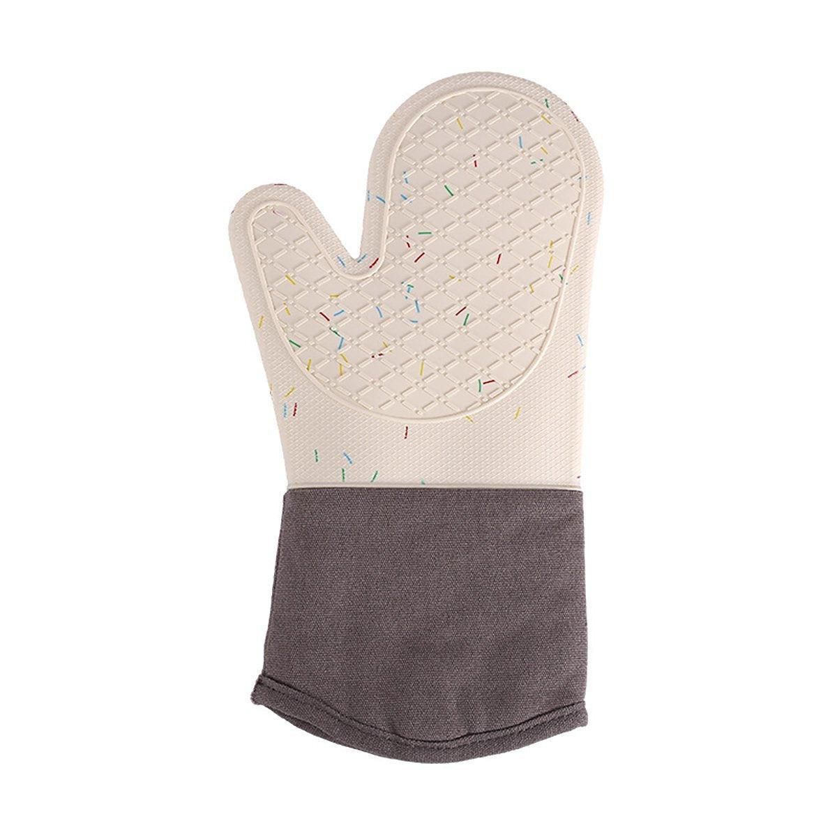Silicone Oven Mitts Long Heat Resistant Anti-Hot Microwave Insulation Gloves - Grey