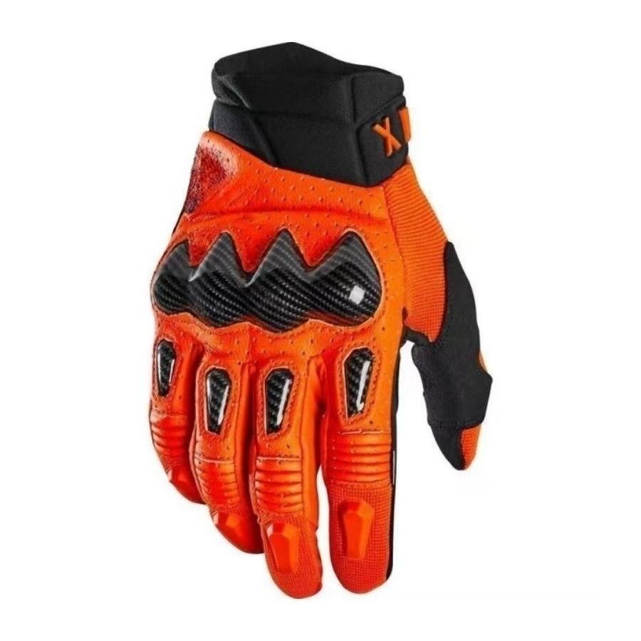 Fis Carbon Fiber Leather Anti Slip Motorcycle Gloves Orange