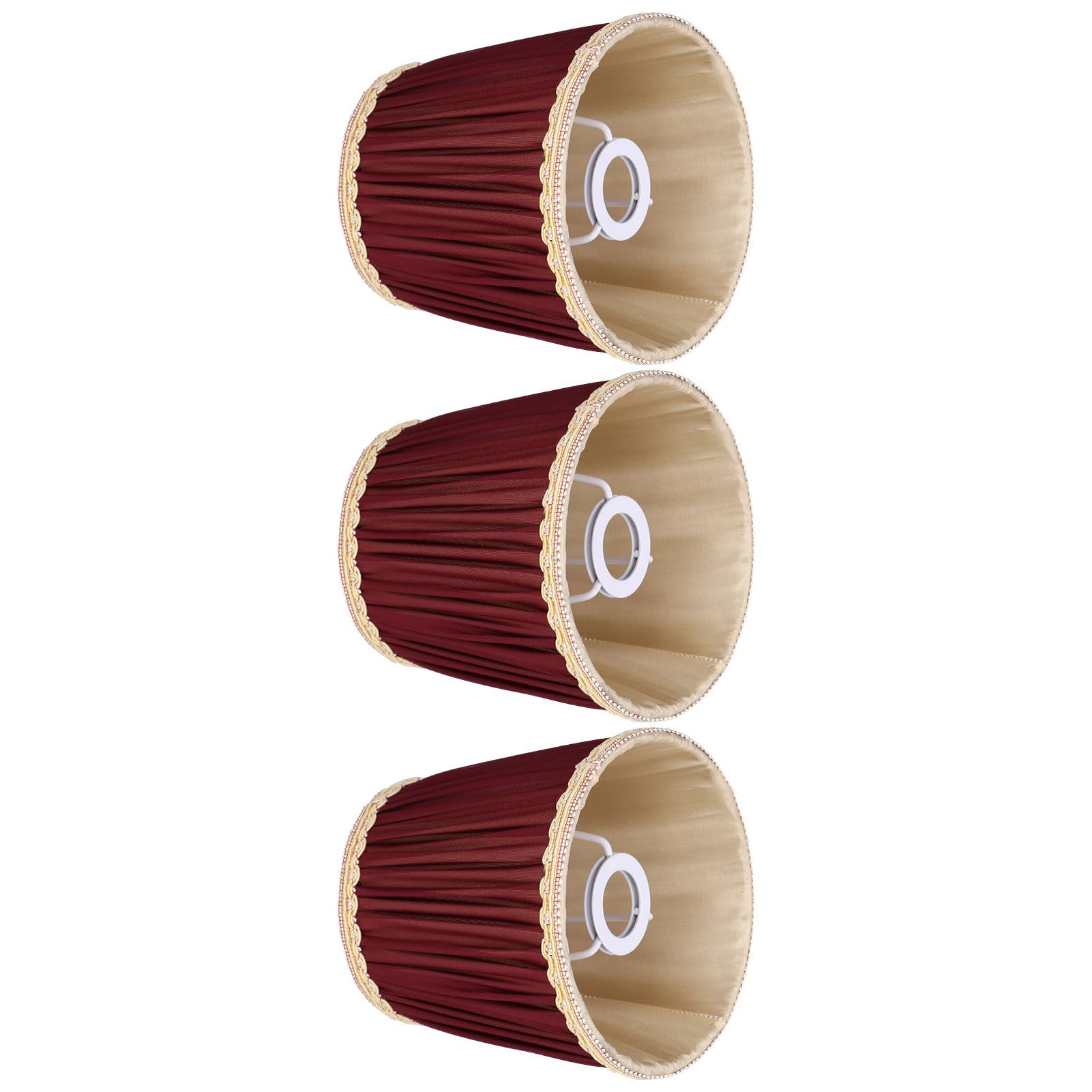 3pcs E14 Fabric Lamp Shade Wine Red Modern Clip On Lampshade for Home Wall Candle Table Lamps — image 5