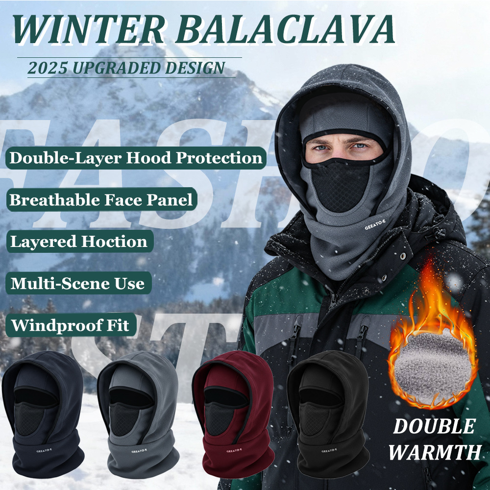 Wine Red Windproof Thermal Balaclava Hood - Full Face Mask & Polar Fleece Neck Warmer for Skiing, Cycling & Outdoor Sports โ image 3