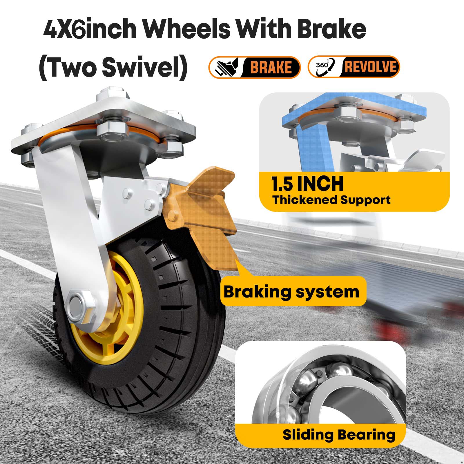 1000KG Capacity Heavy Duty Foldable Platform Truck Flatbed Push Cart Steel Dolly Trolley Cart Brake — image 2