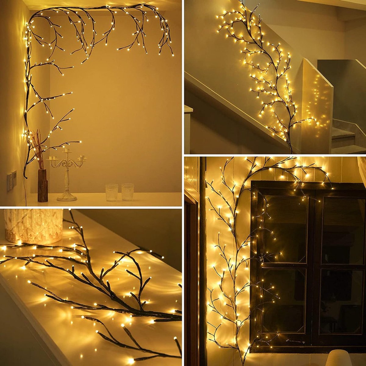 Beautiful LED Vine Branch Wall Light - 2 meters Long, 144 LED Lights - Suitable for Indoor and Outdoor Use - 8 Lighting Modes - Flexible and Decorative - Brown — image 6
