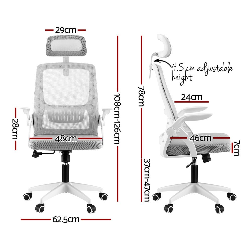 Artiss Ergonomic Office Chair Computer Desk Chairs Headrest Adjustable Grey โ image 2