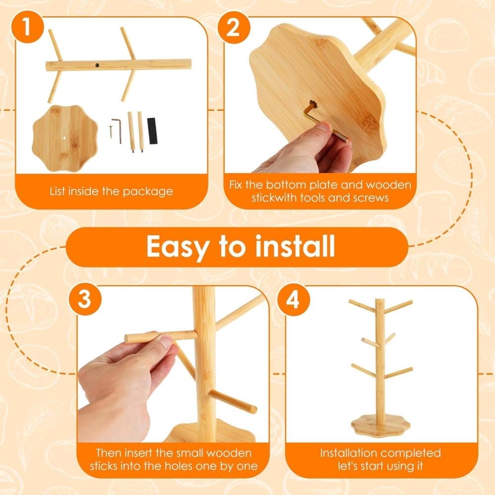 1-pack Wooden Pretzel Stand Tree-Shaped for Restaurant Cafe Bar Kitchen Decoration, Brown, Bamboo — image 6