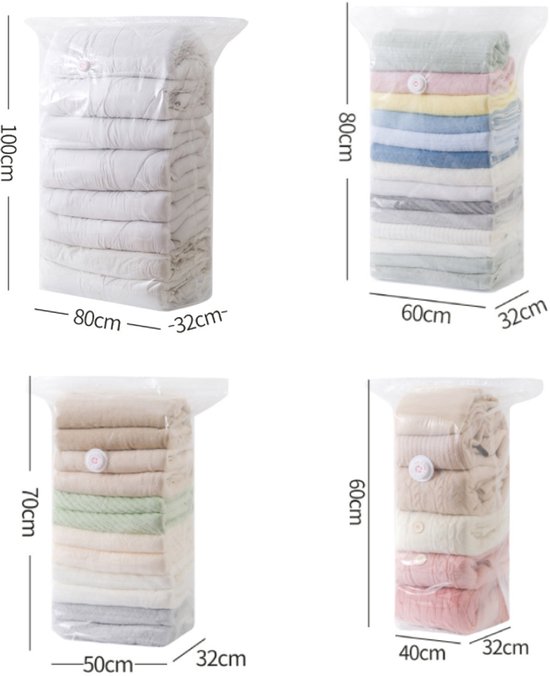 4-Piece Clothing Storage Bags - Compression Bags - Vacuum Bags for Sealing Blankets - Suitable for Travel Clothes - Reusable - Space-Saving - With Manual Press — image 2