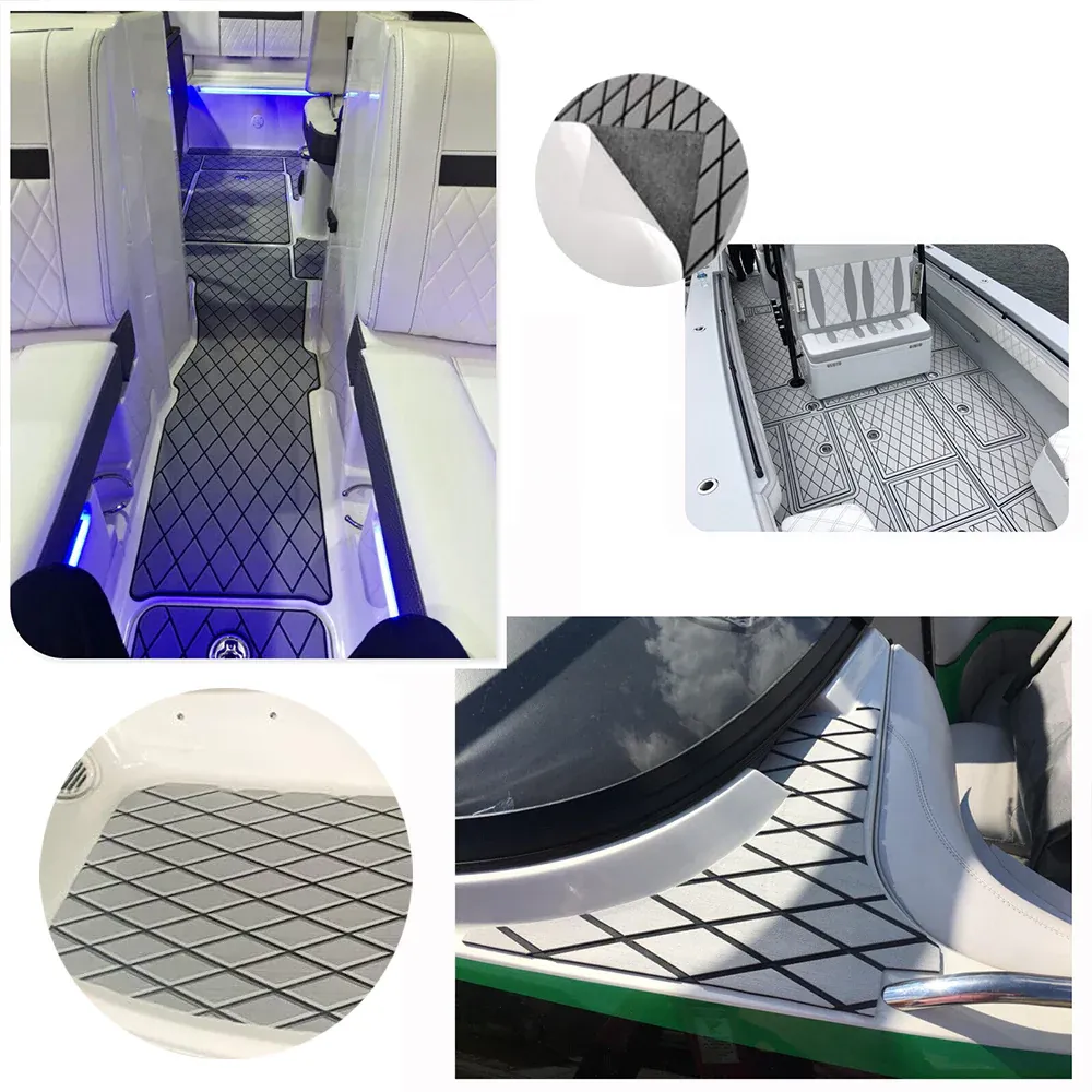 Adhesive Marine Decking EVA Foam Boat Flooring Teak Non-slip Mat Cuttable Deck Mat for Motorboat RV Yacht Kayak Surfboard 190cmx70cm Rhombus Grey — image 4