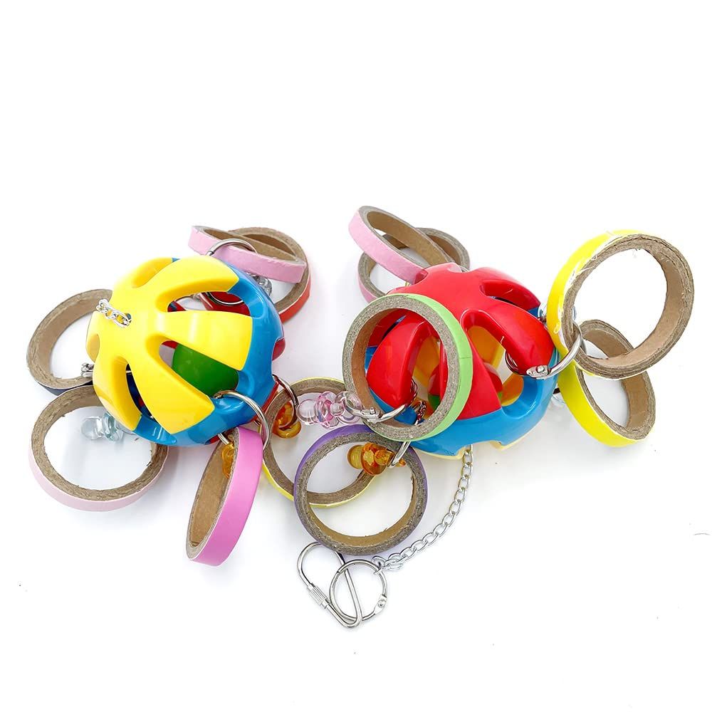 Bird Parrot Plastic Ball Toys with Colorful Cardboard Bagel and Acrylic Pacifiers for Parrot African Grey Cockatoo Cockatiel — image 3
