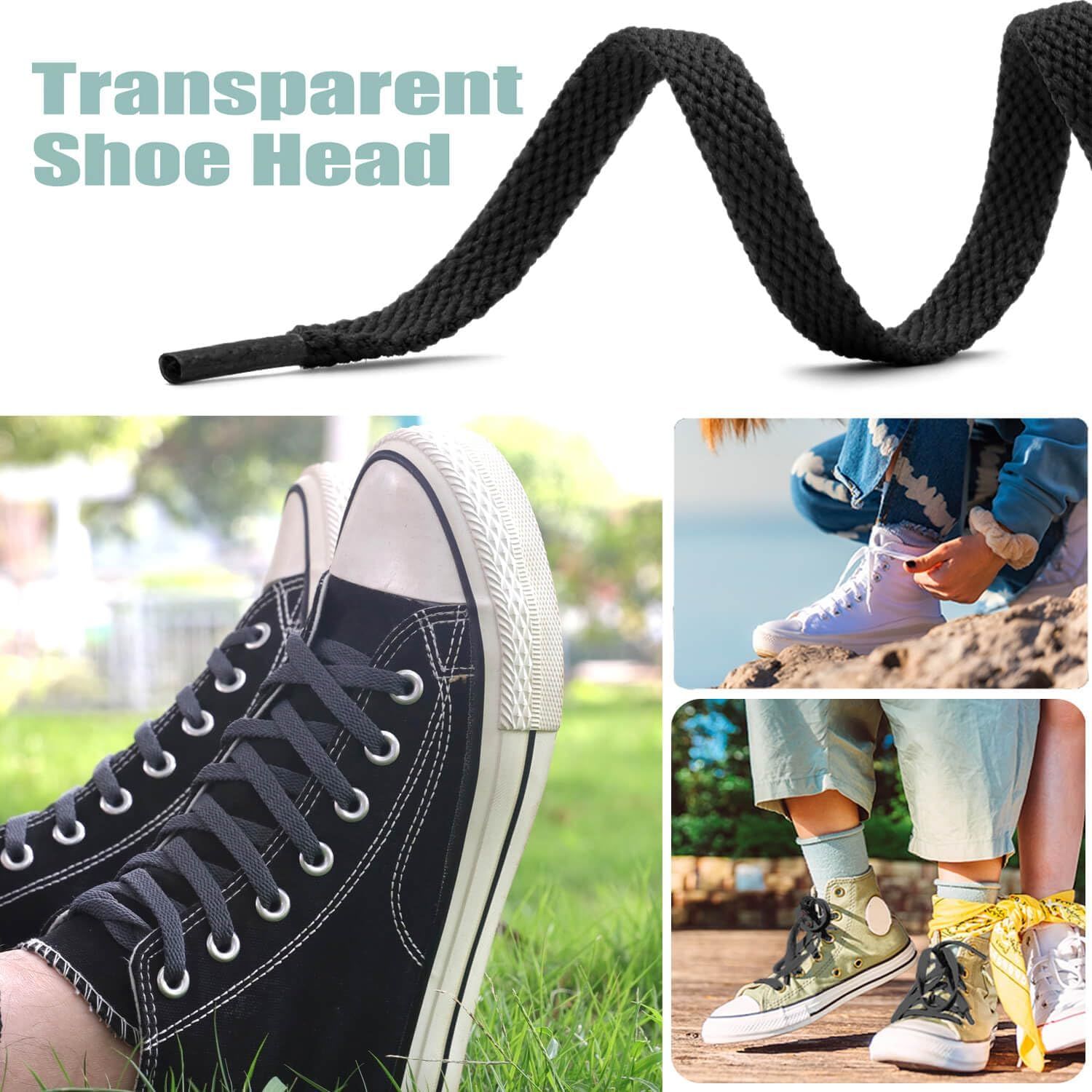 2 Pair lat Shoe laces 5/16" Wide Shoelaces or Athletic Running Sneakers Shoes Boot Strings โ image 6