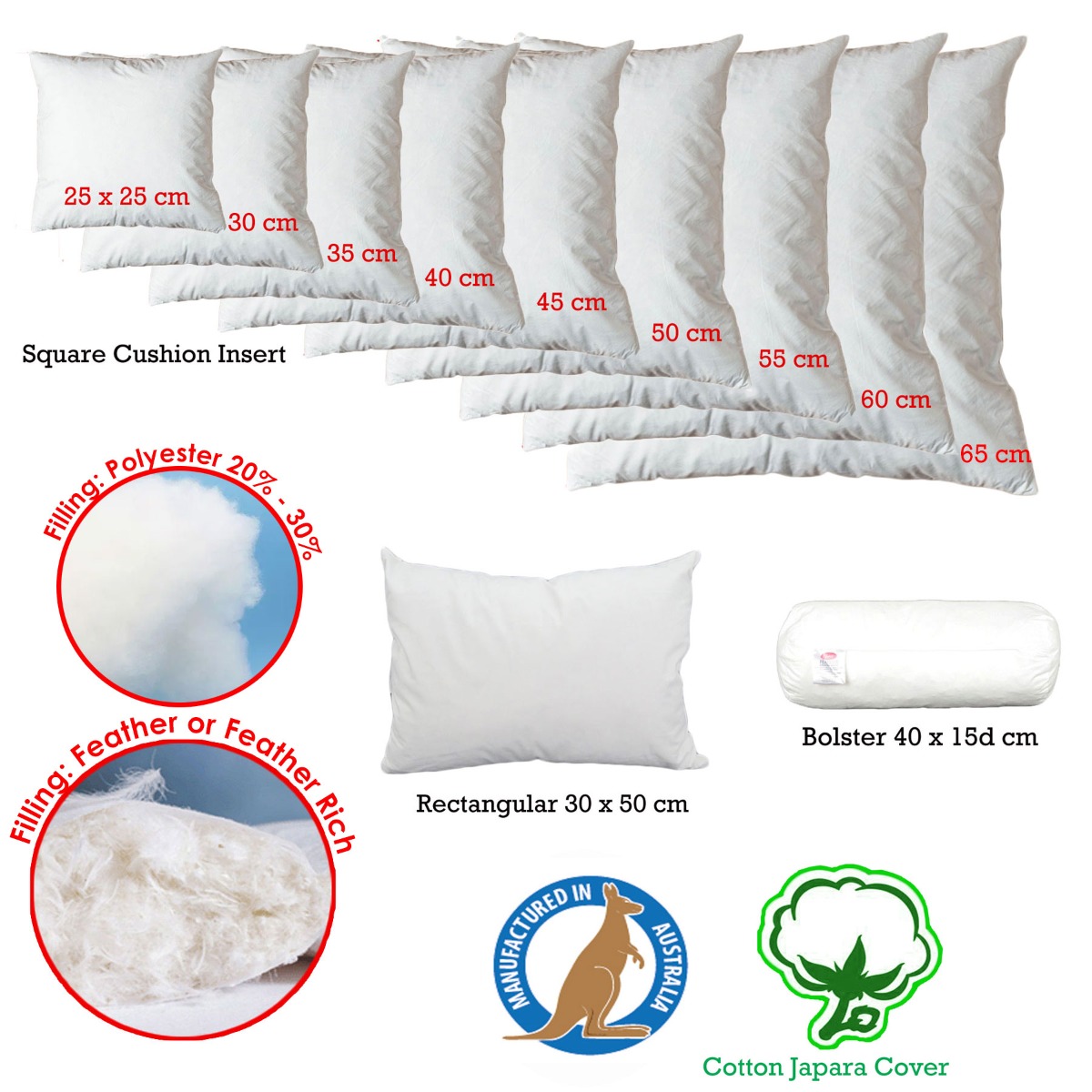 Duck Feather Rich Fill Cushion Inserter Square 50 × 50cm — image 3