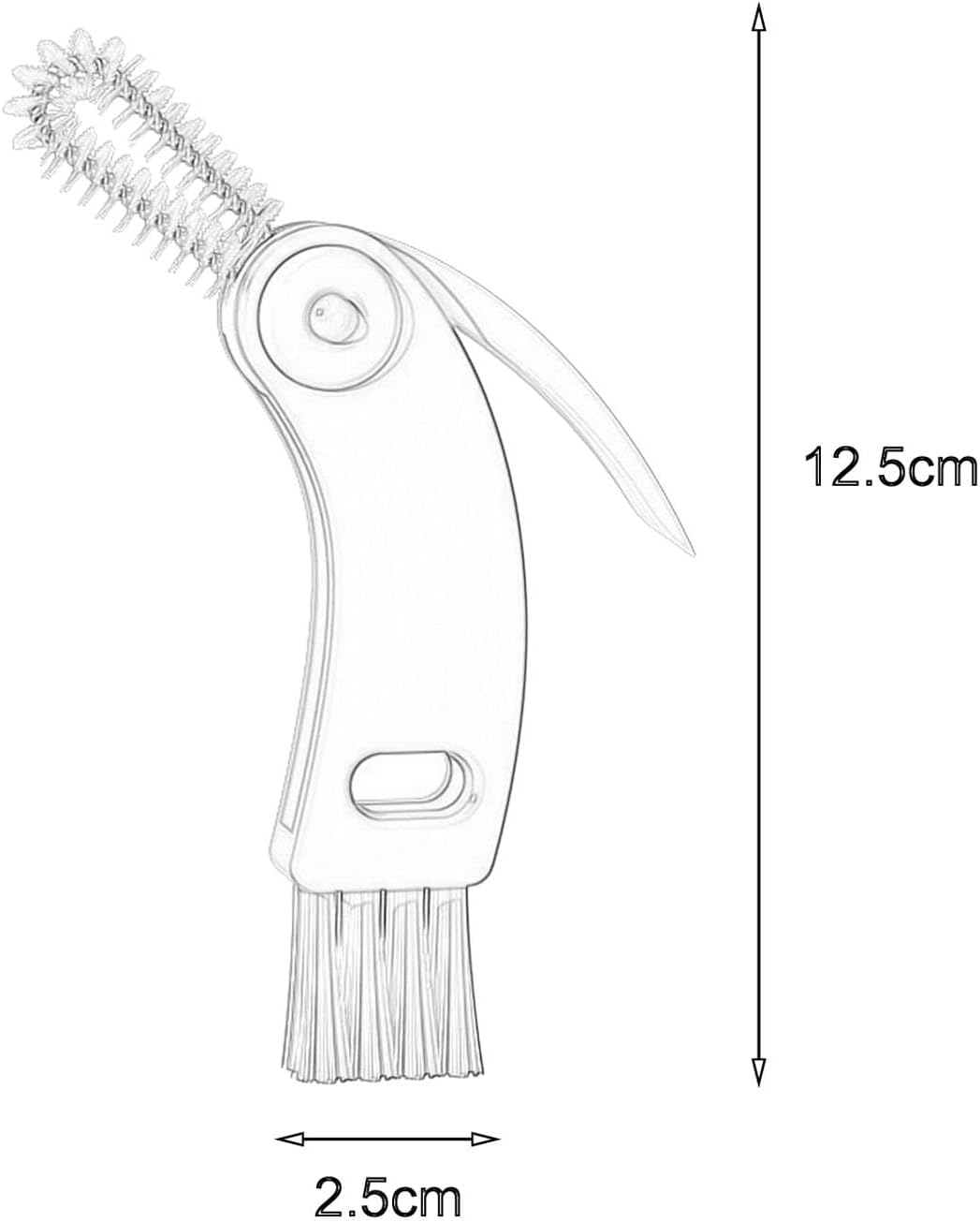3-in-1 Bottle Cleaning Brush with Lid Brush, Crevice Scraper and Nylon Bristles for Cups, Tumblers and Water Bottles, Grey and White — image 2