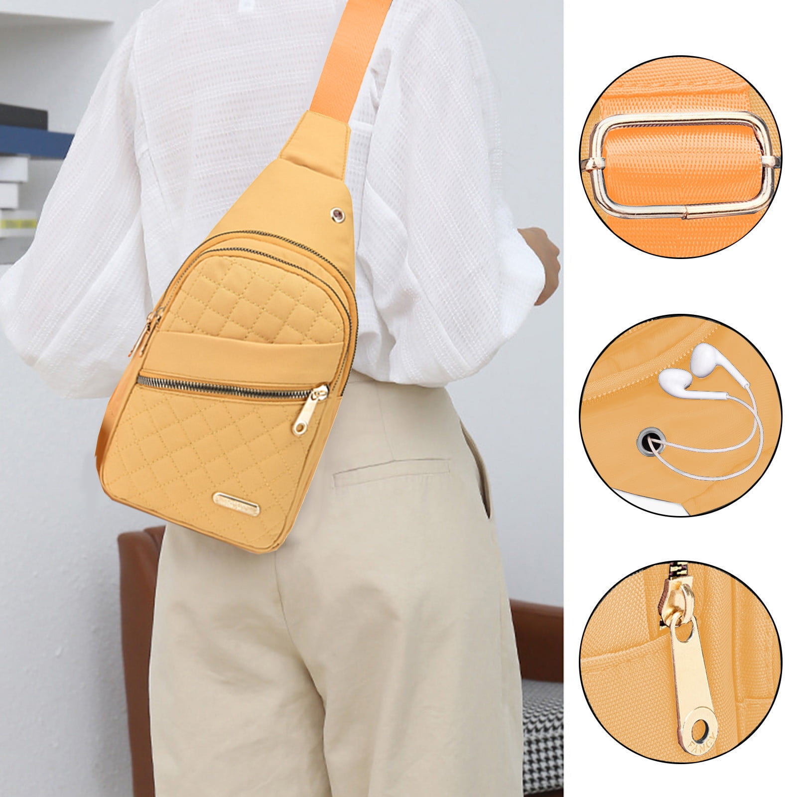 Sling Bag for Women, Crossbody Sling Backpack Small Sling Bag Multipurpose Crossbody Shoulder Bag Travel Hiking Backpack, Sling Bag for Men #1-Yellow — image 6