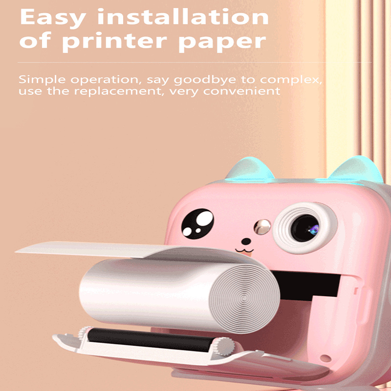 Pink cat Kids Instant Print Camera Zero Ink Digital Video Recorder with 32GB Card and 3 Paper Rolls Portable Rechargeable Toy Gift โ image 5