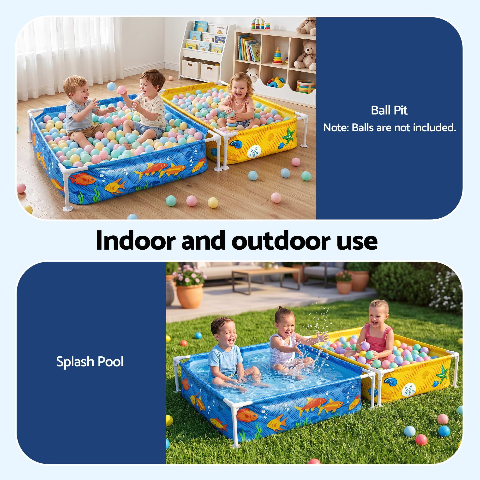 Bestway 2-in-1 Kids Pool and Sandpit Set 122cm/90cm Metal Frame Yellow Blue โ image 6
