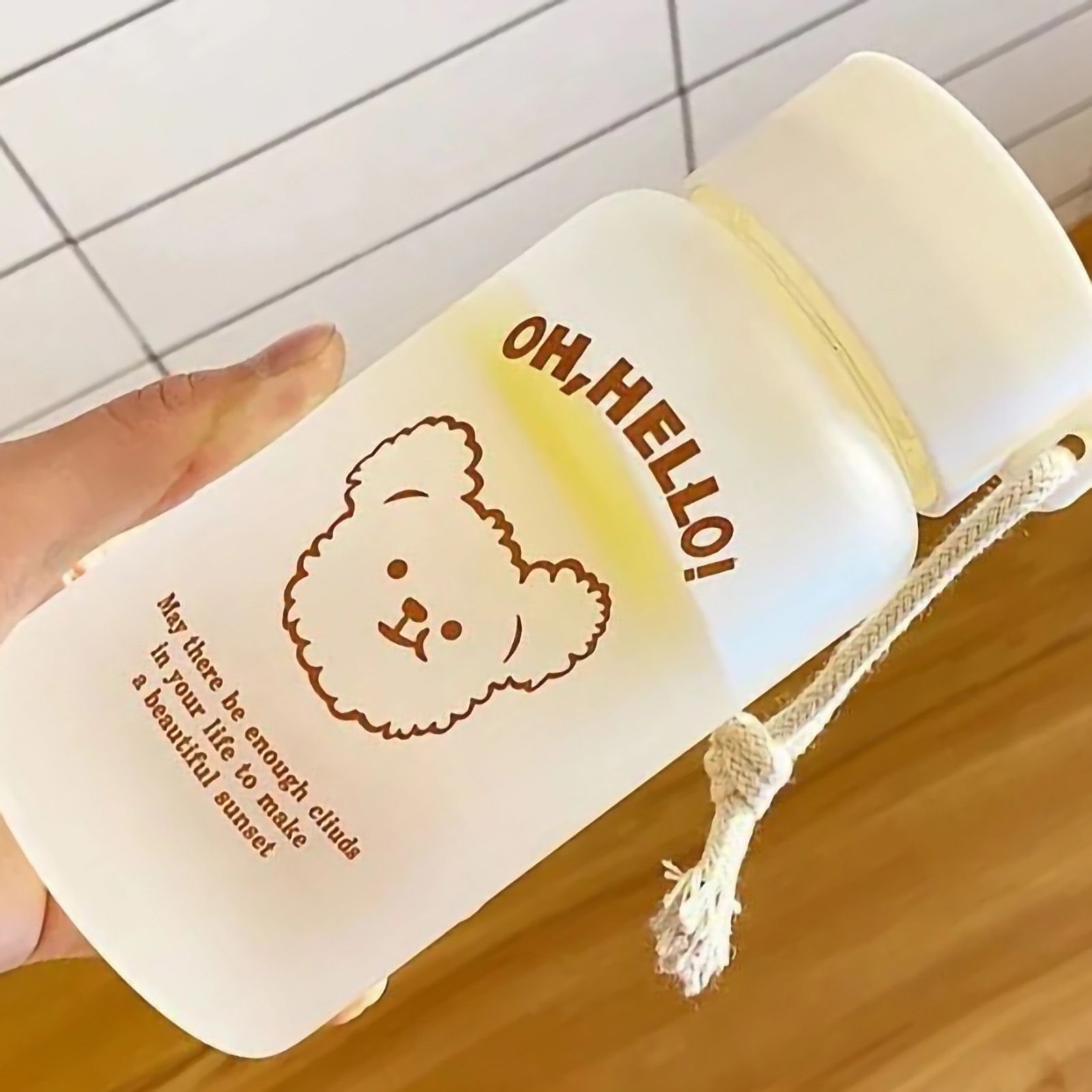 Kids Water Bottle Cute Cartoon Printing Handle Design Healthy Odorless Good Sealing Students Water Cup Bear Head โ image 3
