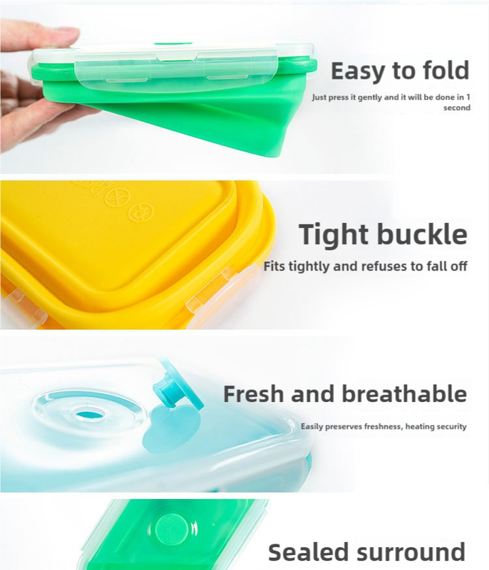 3-piece Set Pink Collapsible Silicone Food Storage Containers Set - 350ML, 500ML, 800ML | BPA-Free, Microwave, Dishwasher & Freezer Safe | Foldable & Portable — image 5