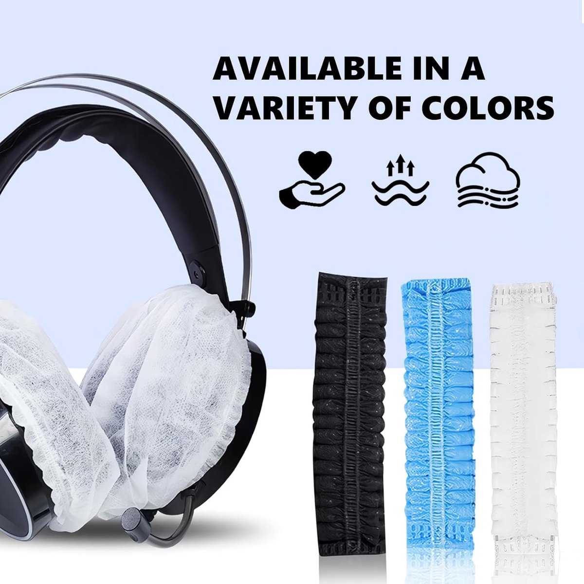 Elastic Headphone Hygiene Cases - 100 pieces - non-woven fabric headphone covers - replacement headphone hygiene cases - elastic stretch - universal - cover — image 2