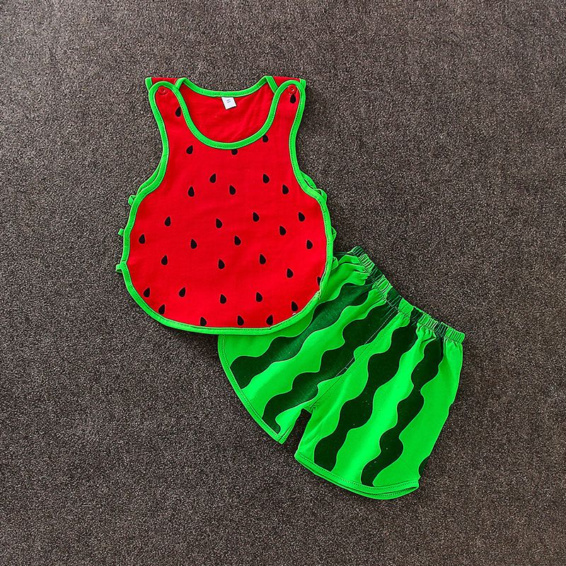 Baby Cotton Summer Trousers Set 2 Piece Unisex Watermelon hooded 100cm โ image 2
