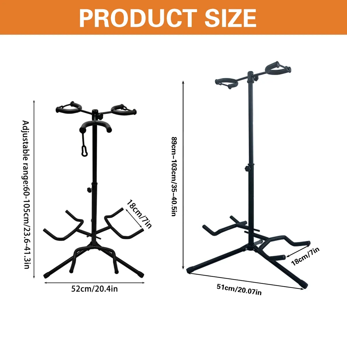2/3Head Guitar Stand with Height Adjustment Foldable Holder Guitar Stand Bass - Three-vertical type β image 4