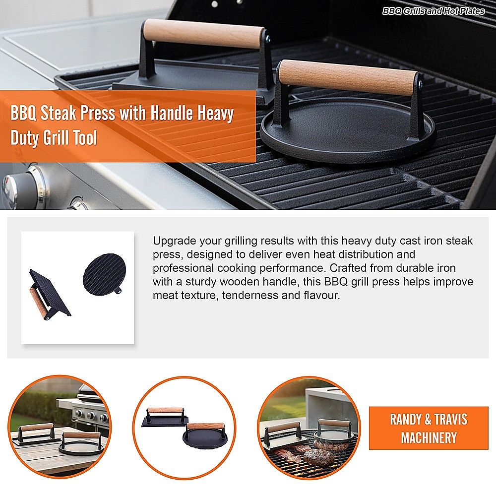 BBQ Steak Press with Handle Heavy Duty Grill Tool — image 7