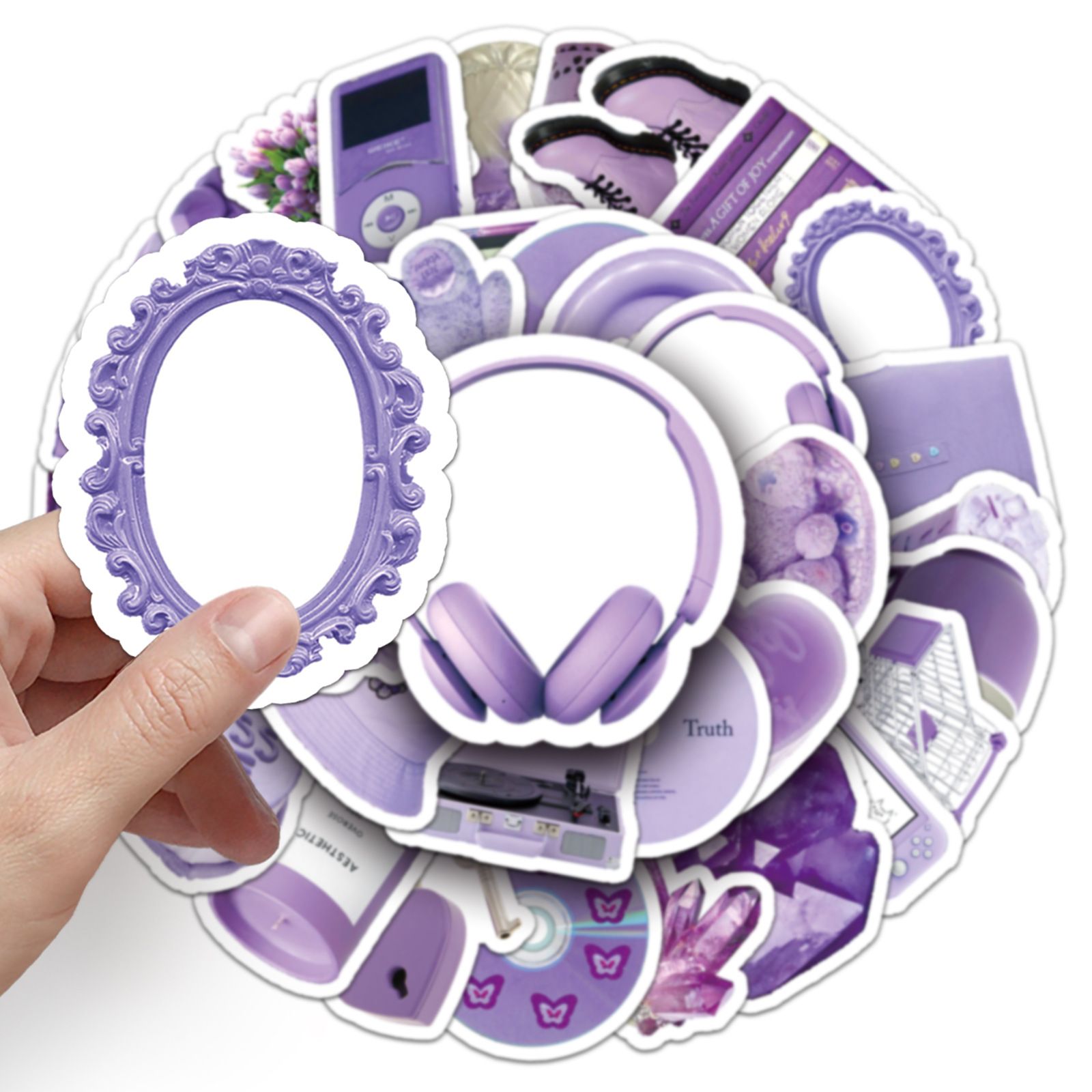 56 Pcs Cute Purple Stickers Vinyl Waterproof Stickers for Kids Teens Adults Luggage Laptop Water Bottle Skateboard — image 5
