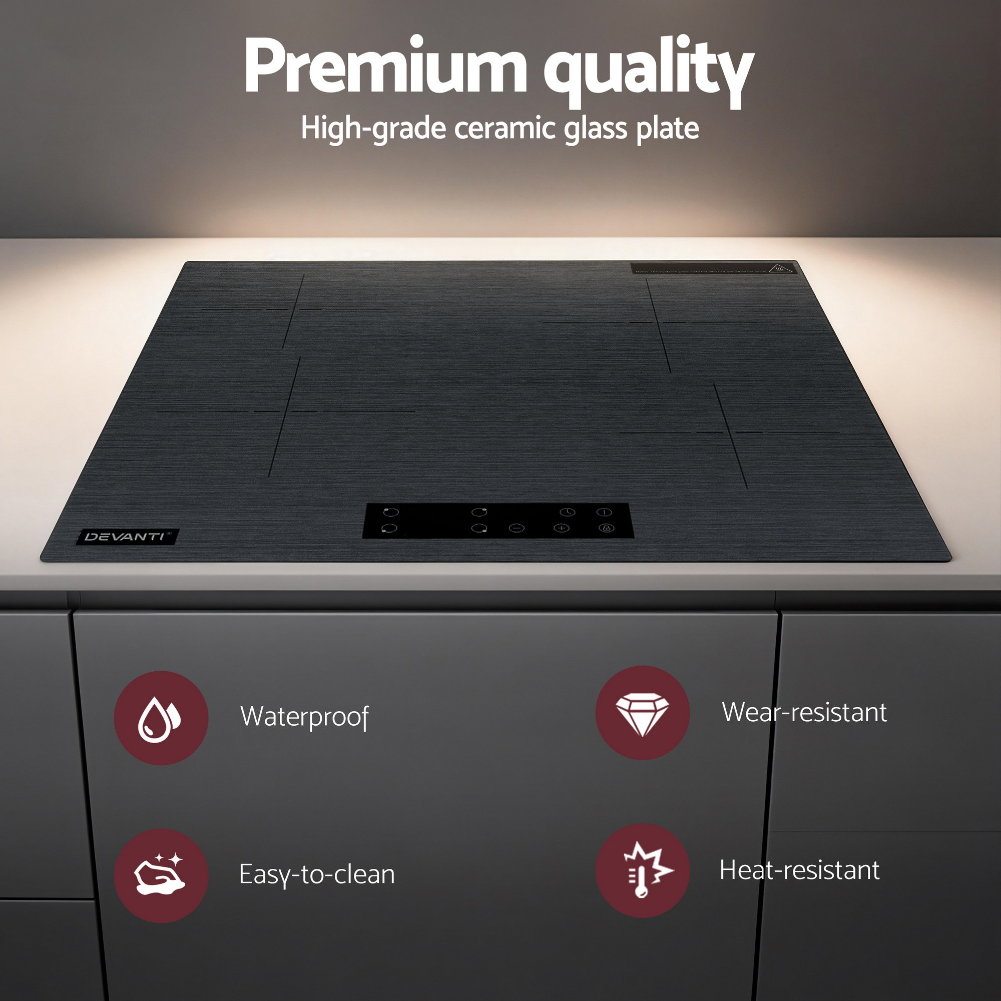Devanti Electric Ceramic Cooktop 60cm Touch Control Grey — image 5