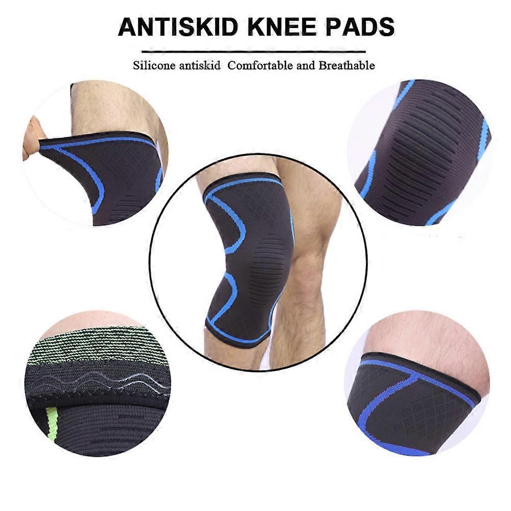 Sports Knee Support Pad Breathable Anti-Slip Compression Knee Sleeve for Running Cycling Gym Fitness Basketball - Green L โ image 2