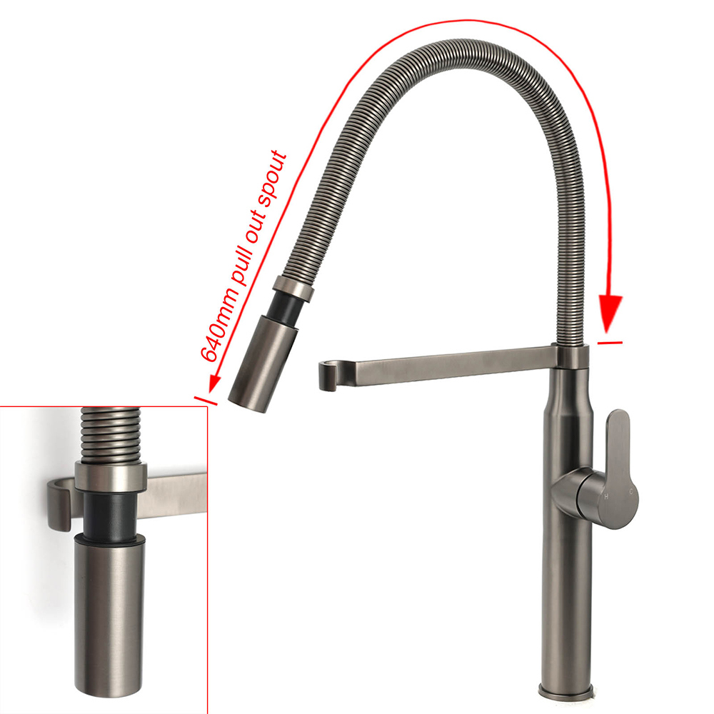 WELS Gun Metal Stainless Steel Pull Out Swivel Kitchen Mixer Sink Tap Spout Faucet โ image 3